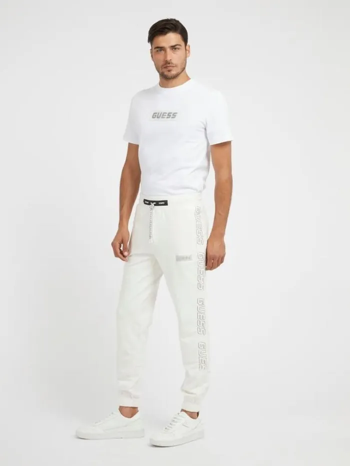 Men Logo Band Jogger Pants White Guess Trousers