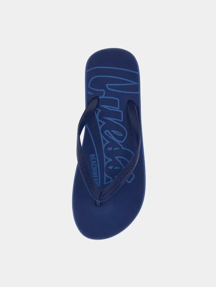 Men Logo Flip Flop Light Blue Guess Beachwear