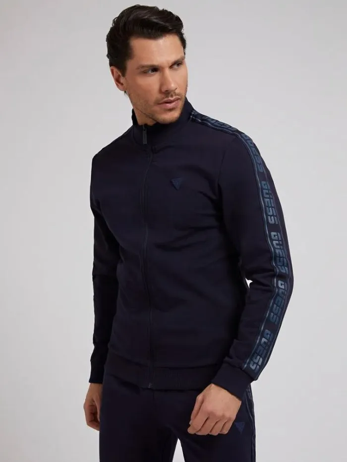 Men Logo Tape Sweatshirt Blue Guess Knitwear And Sweatshirts