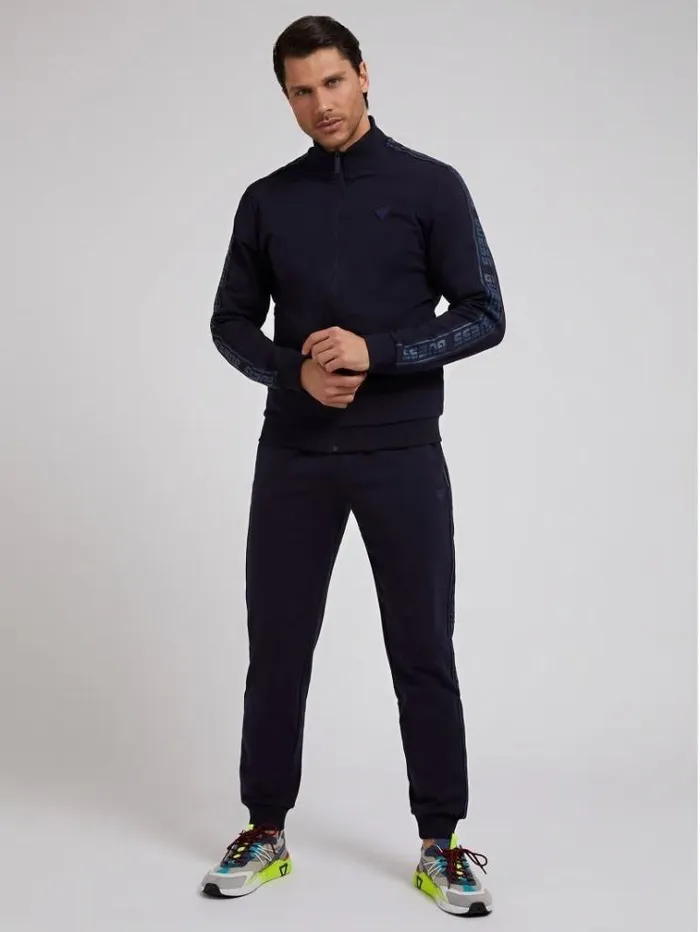 Men Logo Tape Sweatshirt Blue Guess Knitwear And Sweatshirts