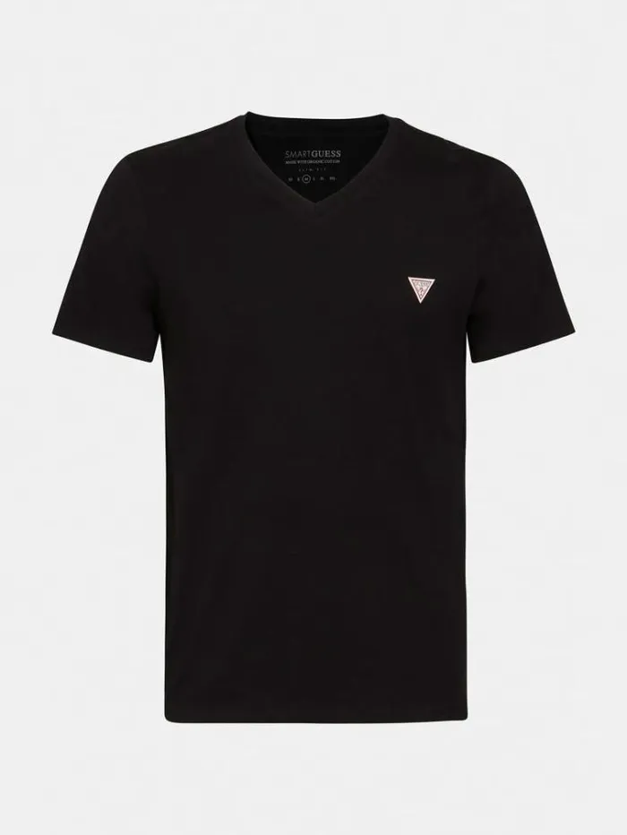 Men Logo Vneck Tshirt Black Guess Tshirts And Polo Shirts