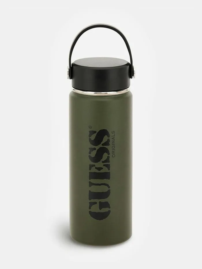 Men Logo Water Bottle Green Guess Small Accessories