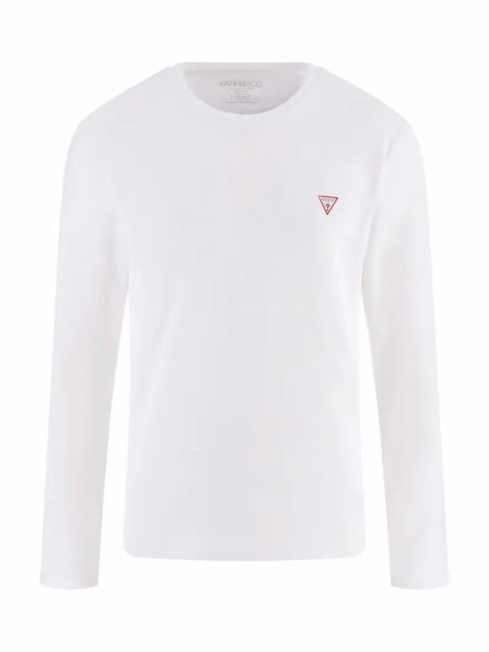 Men Long Sleeves Tshirt White Guess Tshirts And Polo Shirts
