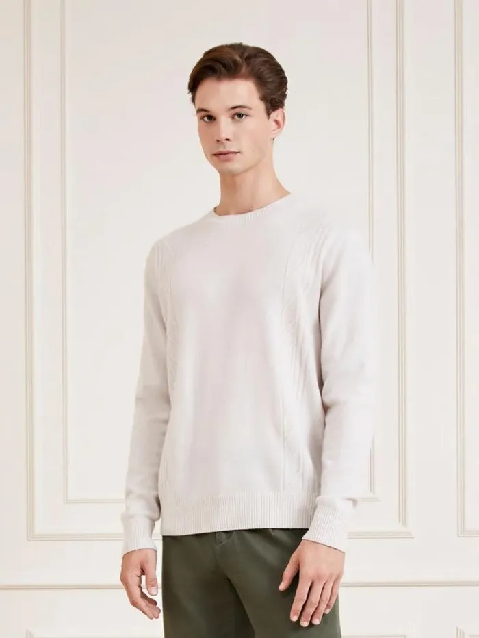 Men Marciano Crew Neck Cashmere Blend Sweater Cream Guess Knitwear And Sweatshirts