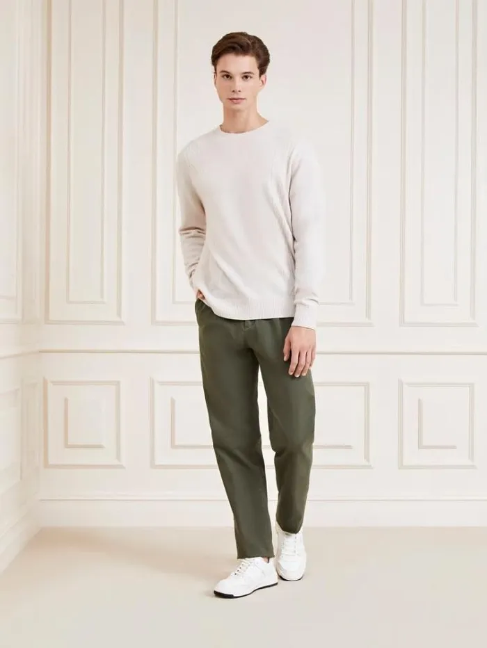 Men Marciano Crew Neck Cashmere Blend Sweater Cream Guess Knitwear And Sweatshirts
