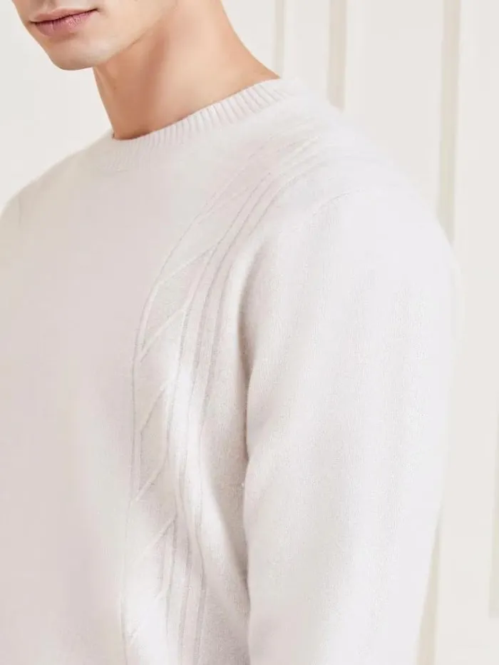Men Marciano Crew Neck Cashmere Blend Sweater Cream Guess Knitwear And Sweatshirts