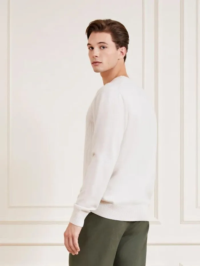 Men Marciano Crew Neck Cashmere Blend Sweater Cream Guess Knitwear And Sweatshirts