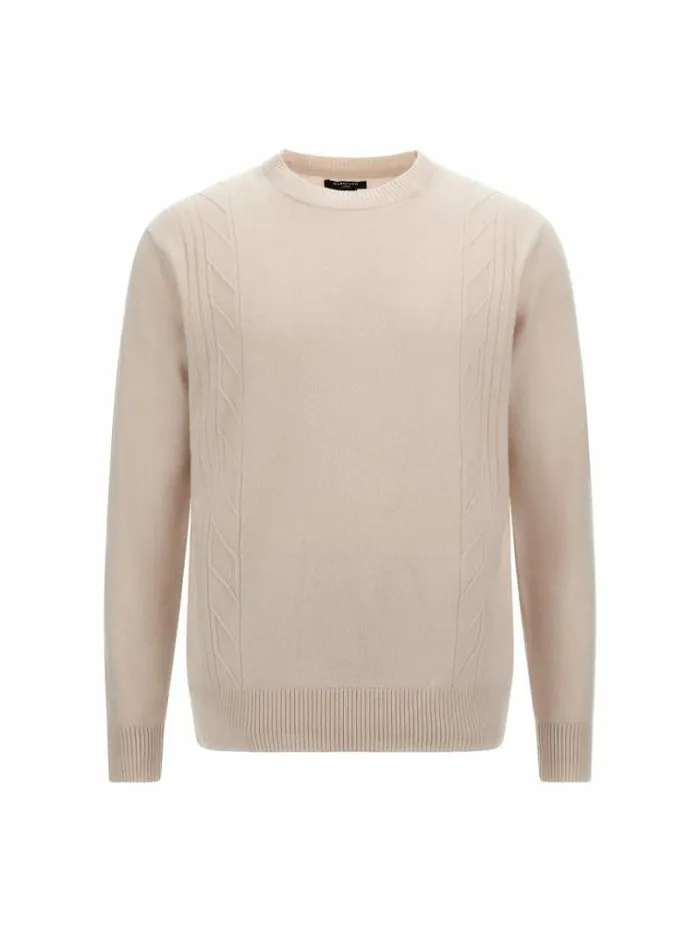 Men Marciano Crew Neck Cashmere Blend Sweater Cream Guess Knitwear And Sweatshirts