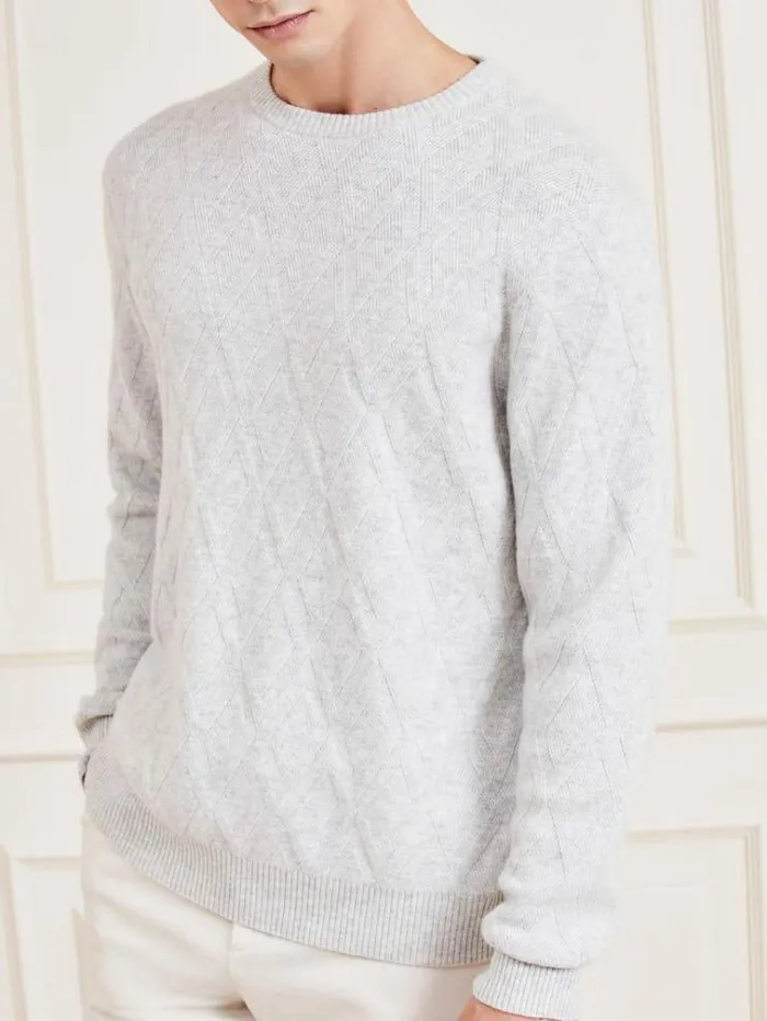 Men Marciano Crew Neck Cashmere Blend Sweater Grey Guess Knitwear And Sweatshirts
