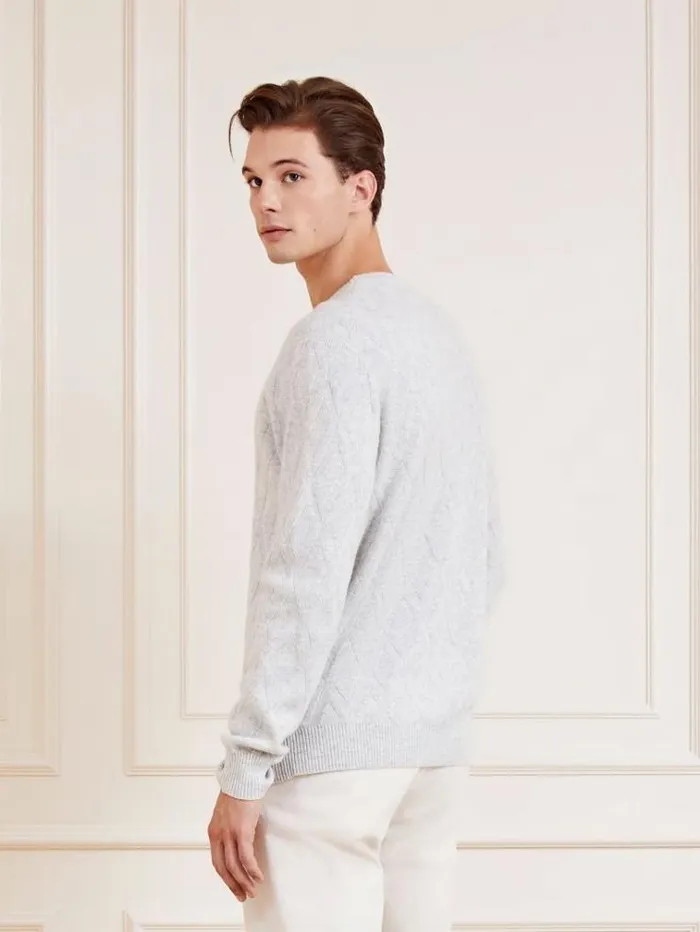 Men Marciano Crew Neck Cashmere Blend Sweater Grey Guess Knitwear And Sweatshirts