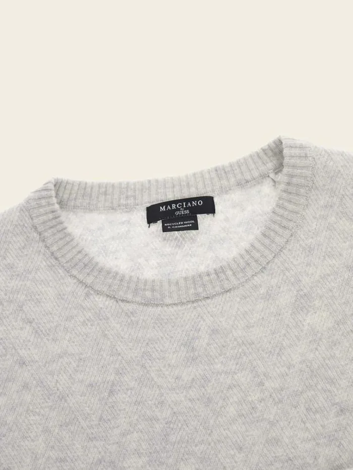 Men Marciano Crew Neck Cashmere Blend Sweater Grey Guess Knitwear And Sweatshirts