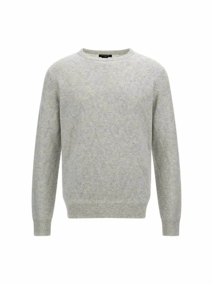 Men Marciano Crew Neck Cashmere Blend Sweater Grey Guess Knitwear And Sweatshirts