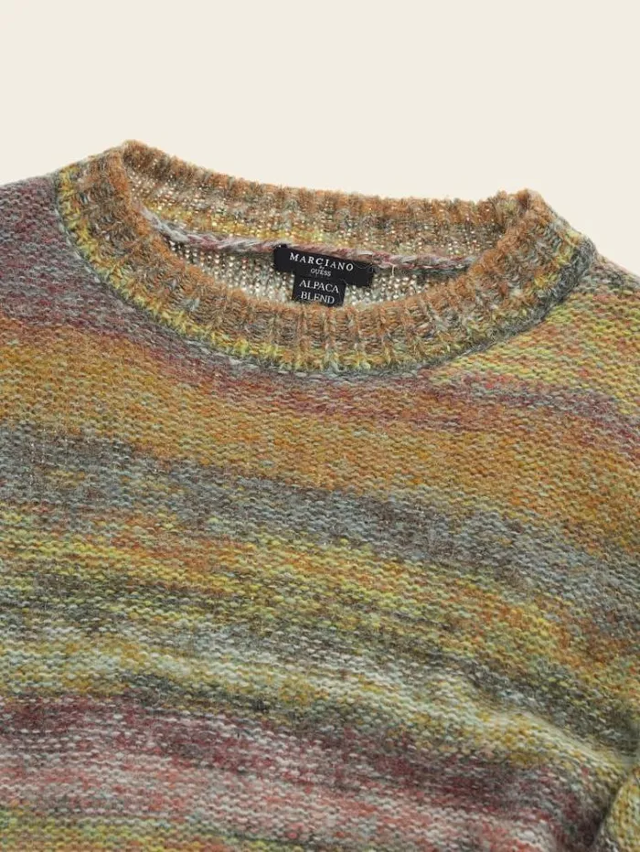Men Marciano Crew Neck Wool Blend Sweater Multicolor Pattern Guess Knitwear And Sweatshirts