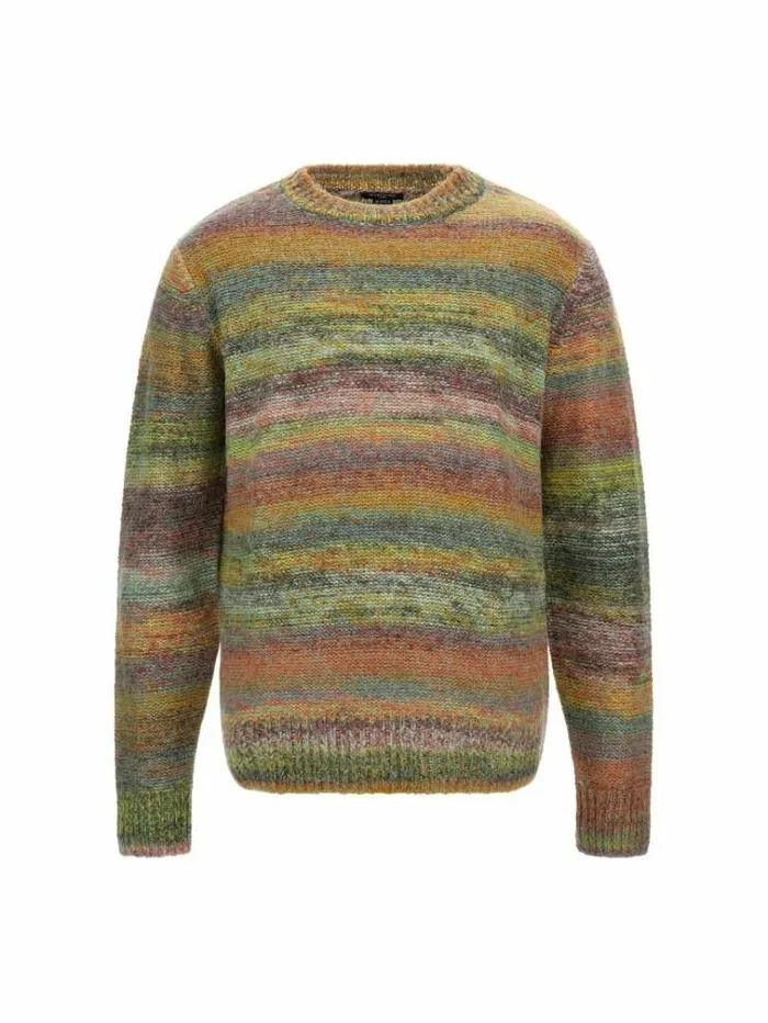 Men Marciano Crew Neck Wool Blend Sweater Multicolor Pattern Guess Knitwear And Sweatshirts