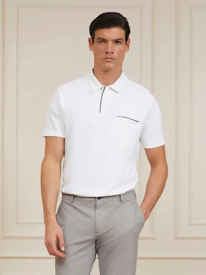 Men Marciano Hightech Polo White Guess Tshirts And Polo Shirts