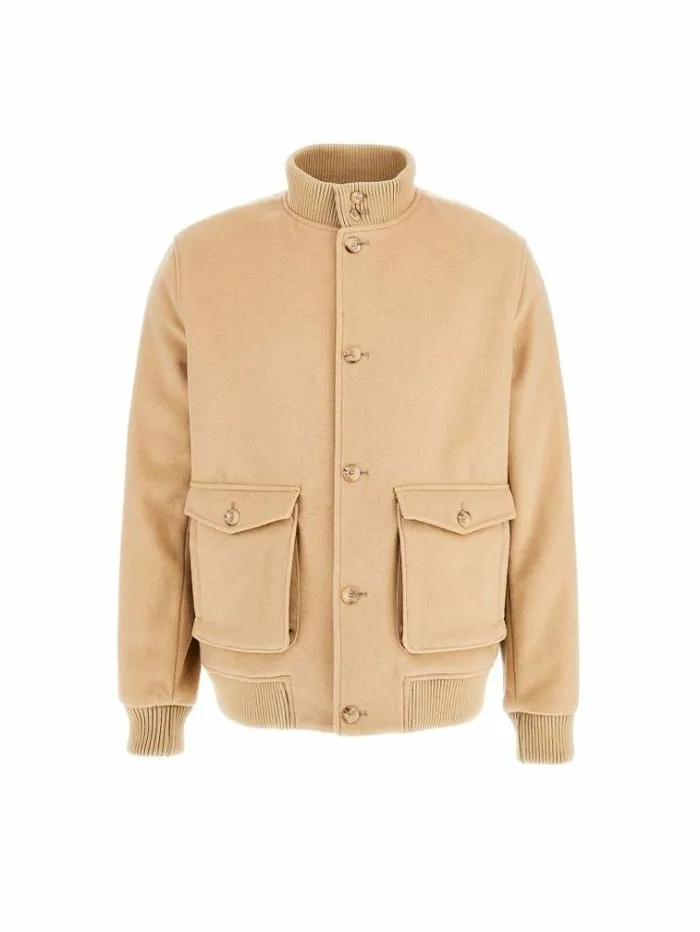 Men Marciano Wool Blend Bomber Beige Guess Coats And Jackets