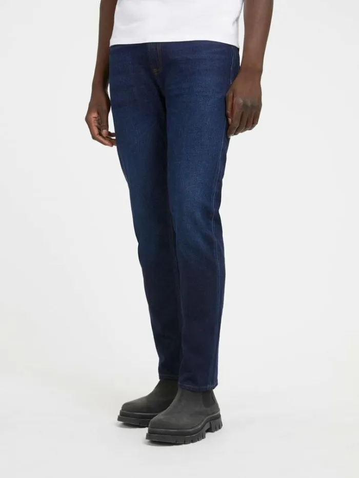 Men Mid Rise Relaxed Denim Pant Blue Guess Regular And Relaxed