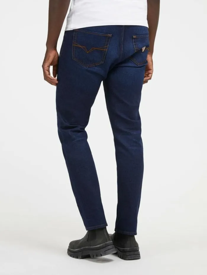 Men Mid Rise Relaxed Denim Pant Blue Guess Regular And Relaxed