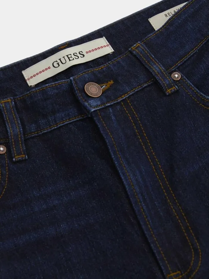 Men Mid Rise Relaxed Denim Pant Blue Guess Regular And Relaxed