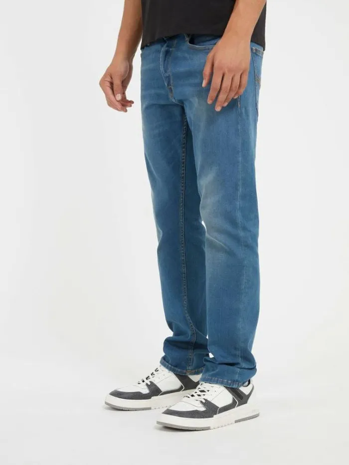 Men Mid Rise Straight Denim Pant Blue Guess Slim
