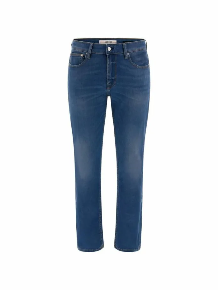 Men Mid Rise Straight Denim Pant Blue Guess Slim