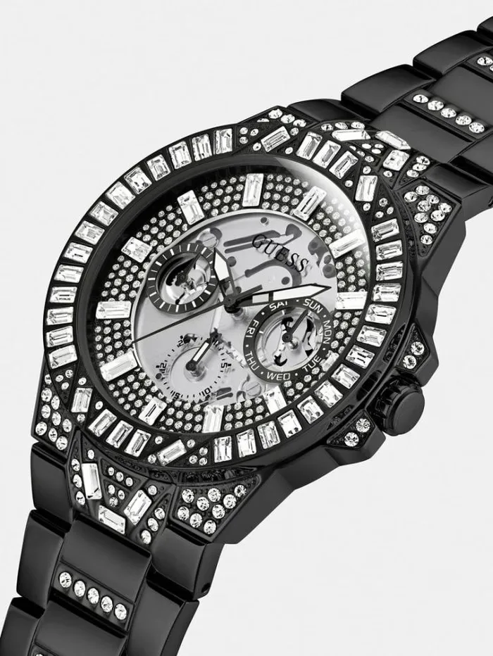 Men Multifunction Crystal Watch Black Guess Watches