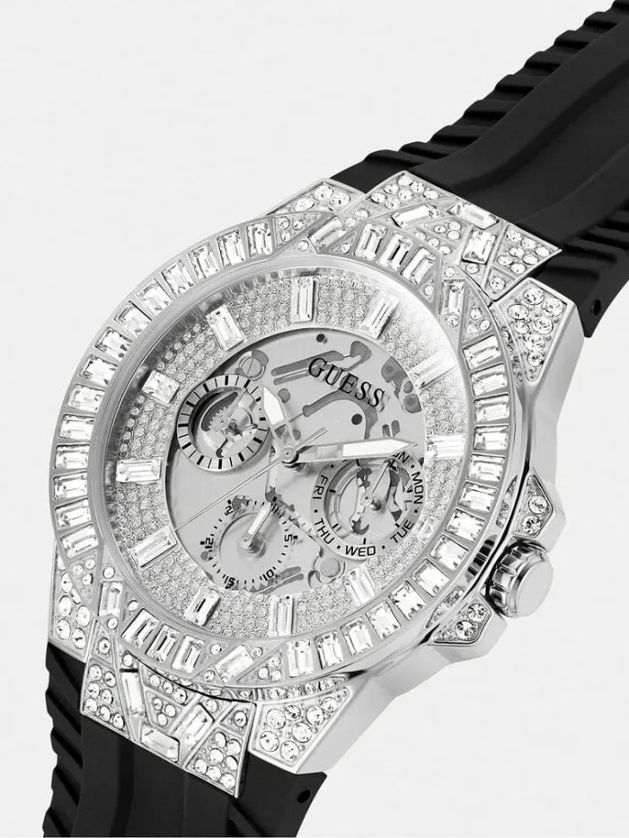 Men Multifunction Crystal Watch Silver Multi Guess Watches