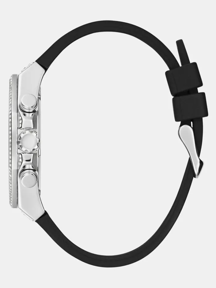 Men Multifunction Silicone Watch Black Guess Watches