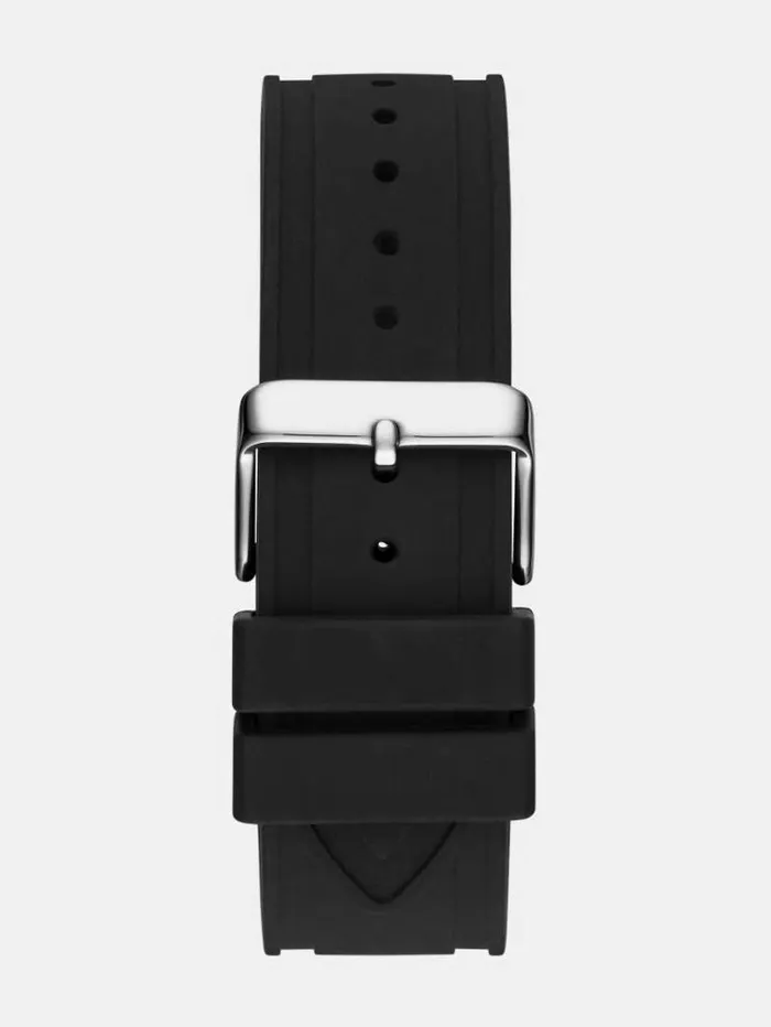 Men Multifunction Silicone Watch Black Guess Watches