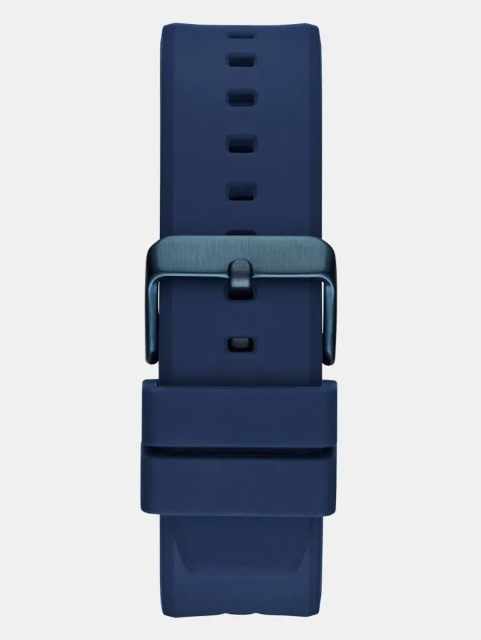 Men Multifunction Silicone Watch Blue Guess Watches