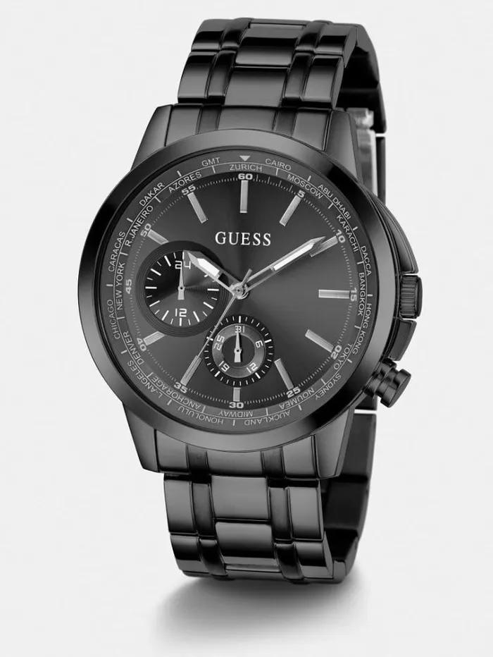 Men Multifunction Steel Watch Black Guess Watches