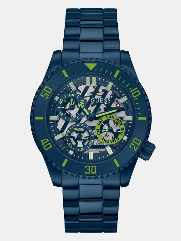 Men Multifunction Steel Watch Blue Guess Watches