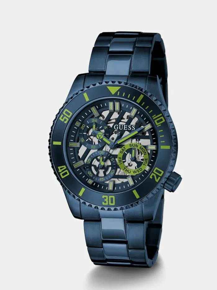 Men Multifunction Steel Watch Blue Guess Watches
