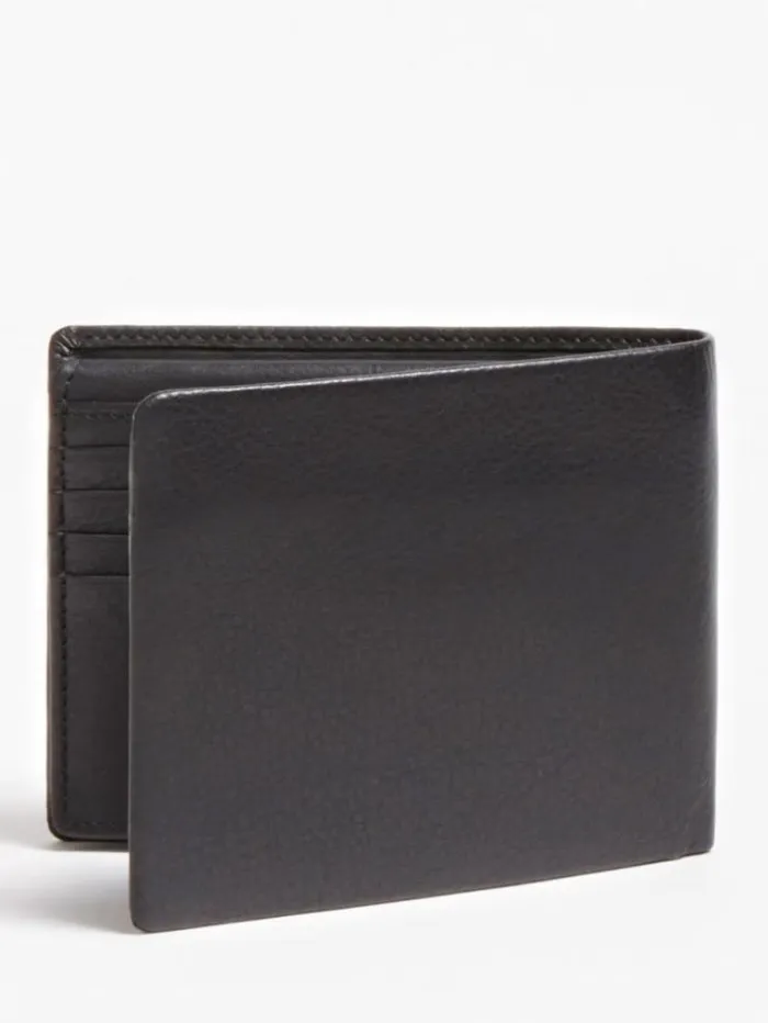 Men New Boston Genuine Leather Wallet Black Guess Wallets