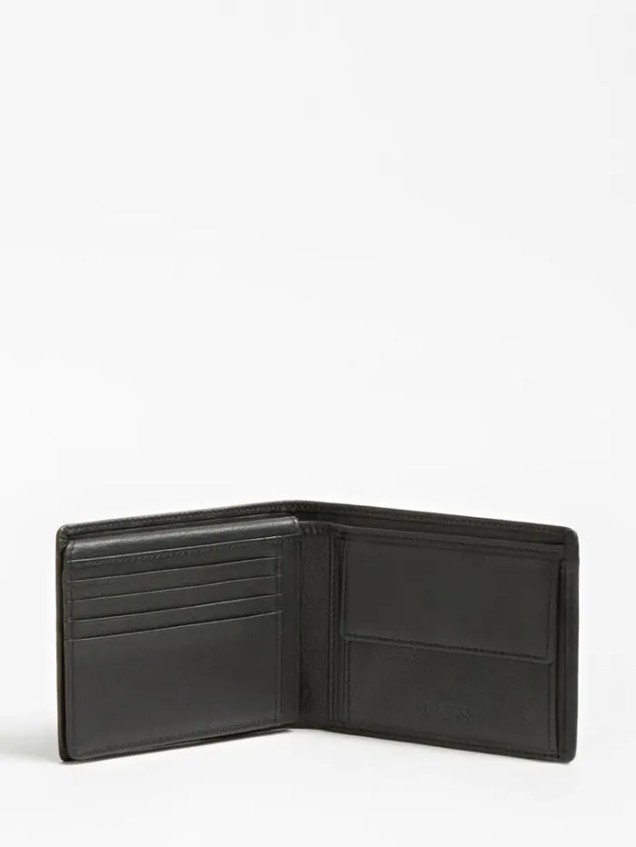 Men New Boston Genuine Leather Wallet Black Guess Wallets