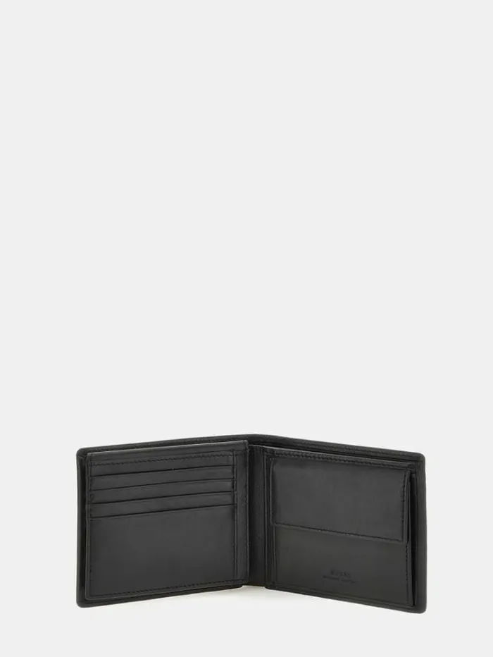 Men New Boston Genuine Leather Wallet Black Guess Wallets