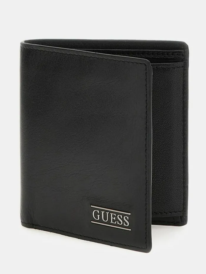 Men New Boston Leather Wallet Black Guess Wallets