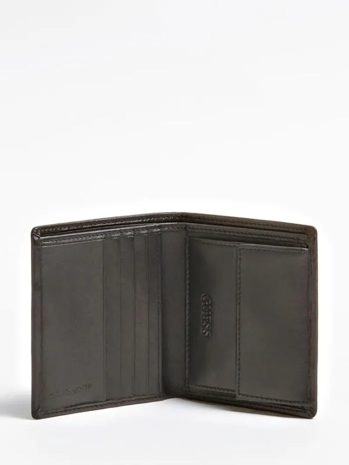 Men New Boston Leather Wallet Black Guess Wallets