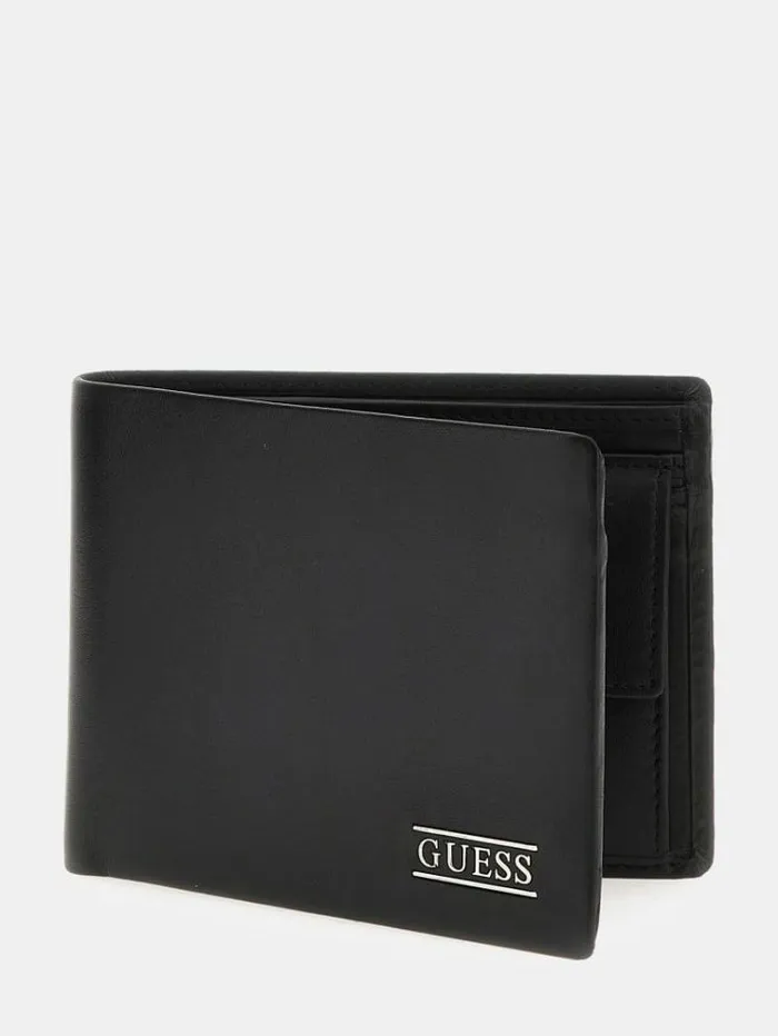 Men New Boston Real Leather Wallet Black Guess Wallets