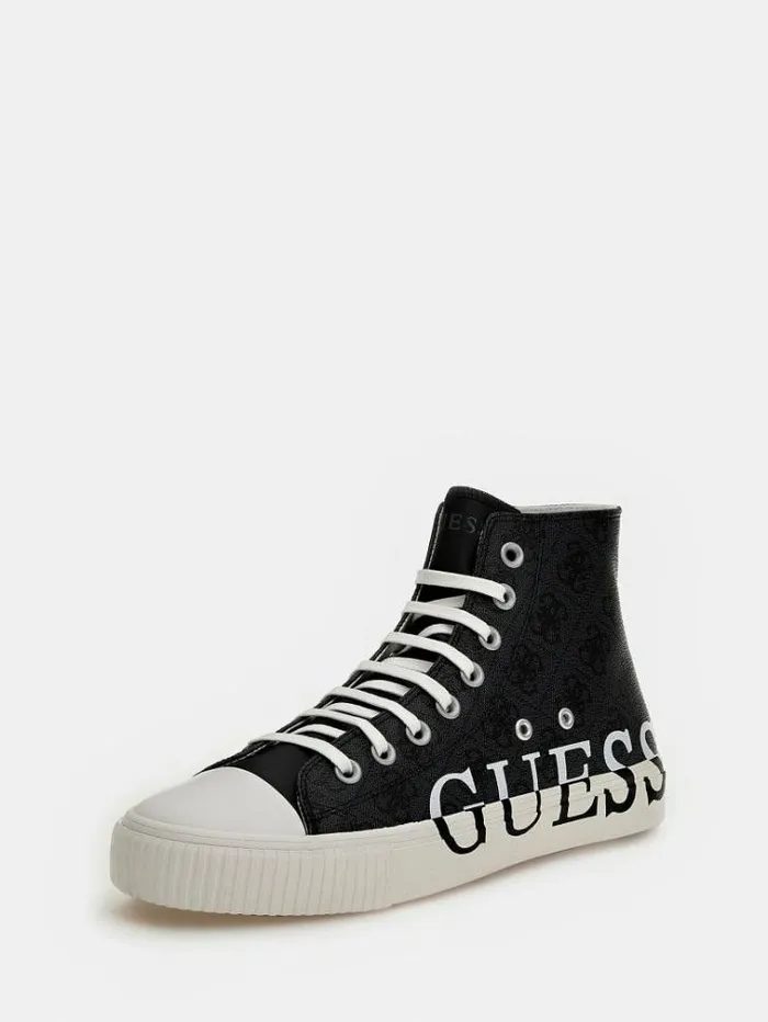 Men New Winners 4g Logo Hightop Sneaker Black Multi Guess Shoes