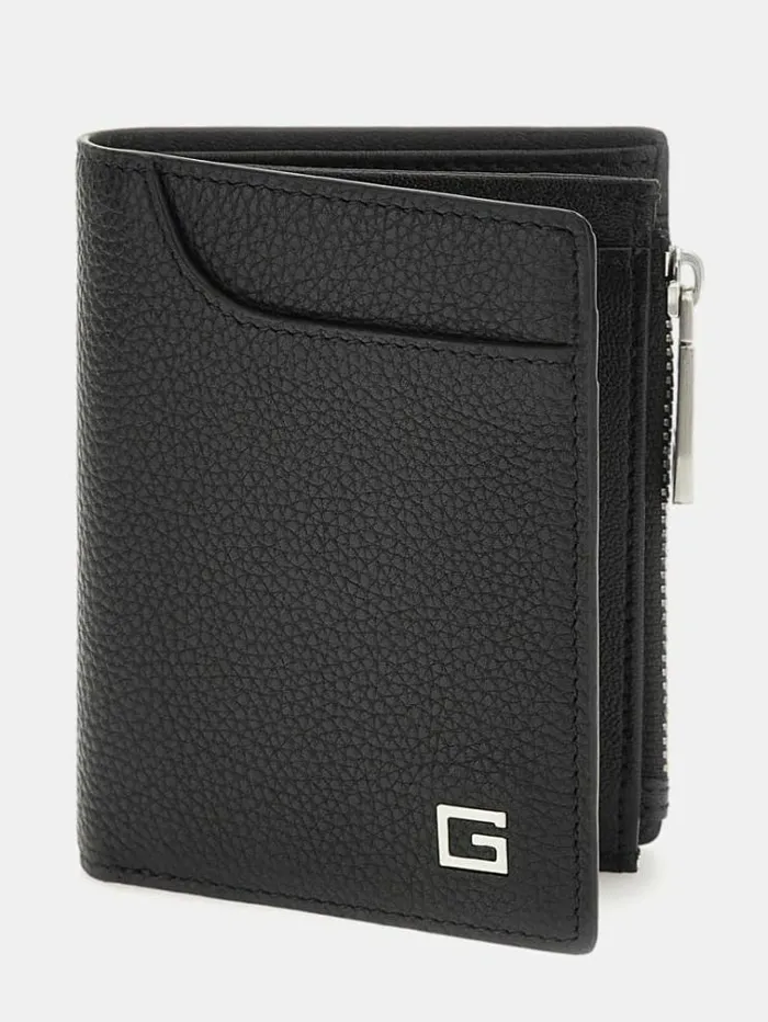 Men New Zurigo Genuine Leather Wallet Black Guess Wallets