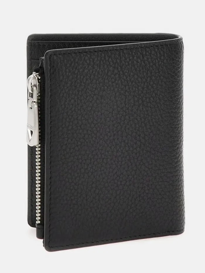 Men New Zurigo Genuine Leather Wallet Black Guess Wallets