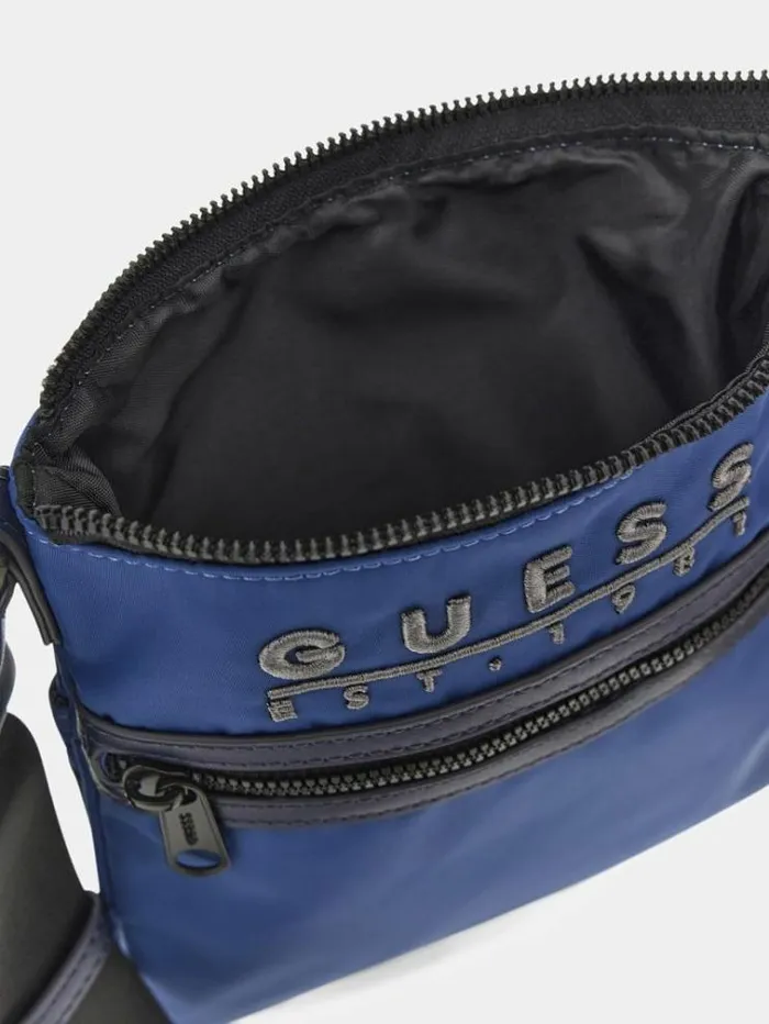 Men Nola Logo Script Mini Crossbody Dark Blue Guess City Bags