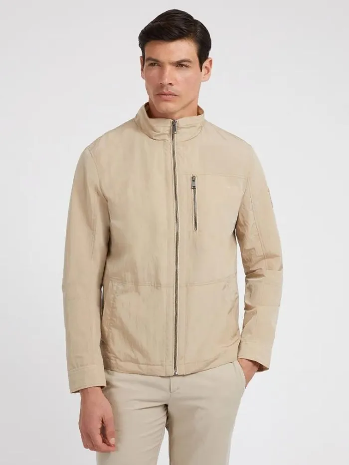 Men Nylon Utility Jacket Beige Guess Coats And Jackets