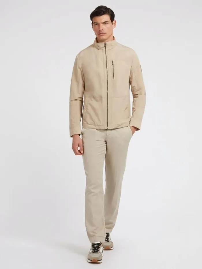 Men Nylon Utility Jacket Beige Guess Coats And Jackets