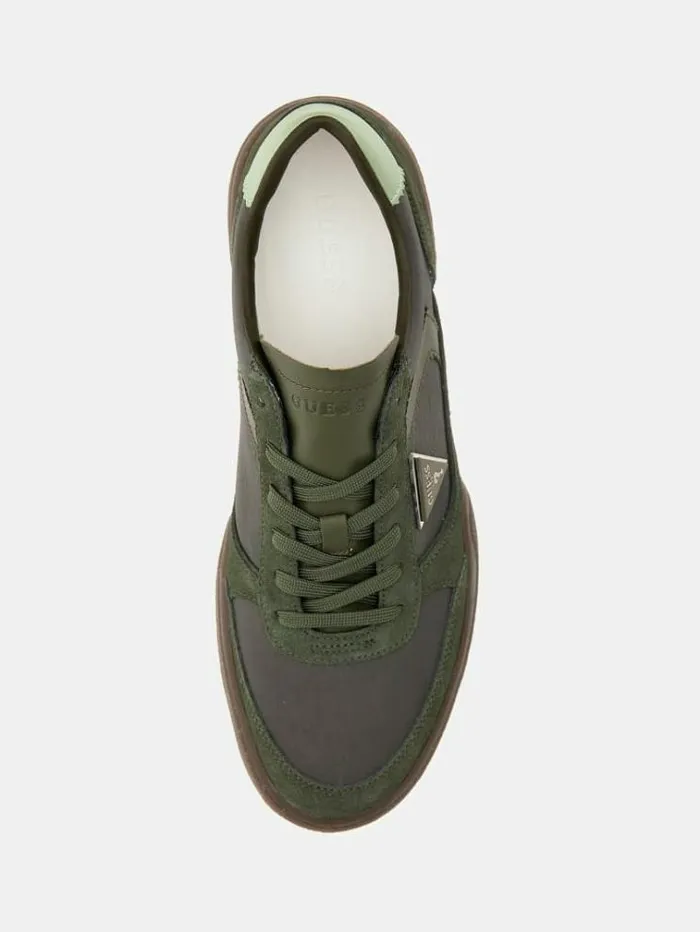 Men Olbia Leatherinsert Sneakers Light Green Guess Shoes