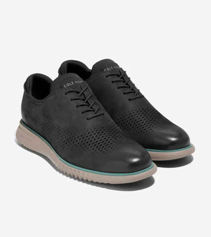 Men Oxfords Cole Haan 2ZERGRAND Laser Wingtip Oxfords Blacktrellisirish Coffee