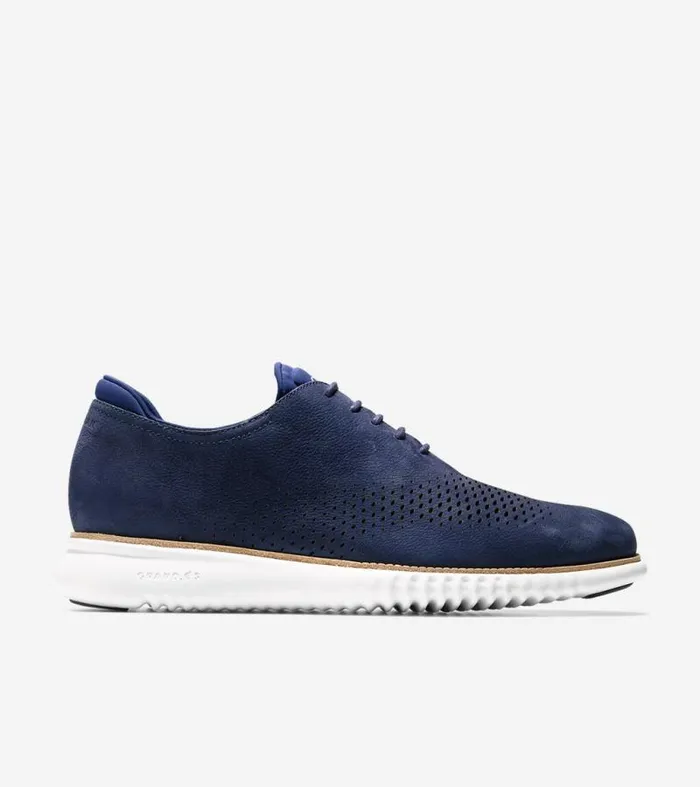Men Oxfords Cole Haan 2ZERGRAND Laser Wingtip Oxfords Marine Blue Nubuck