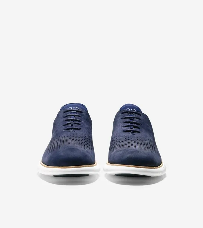 Men Oxfords Cole Haan 2ZERGRAND Laser Wingtip Oxfords Marine Blue Nubuck