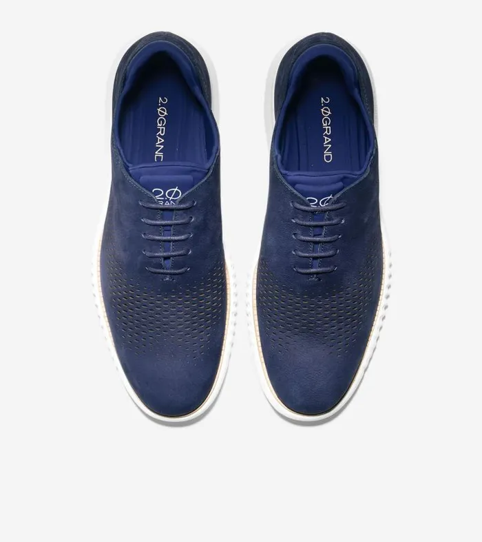 Men Oxfords Cole Haan 2ZERGRAND Laser Wingtip Oxfords Marine Blue Nubuck